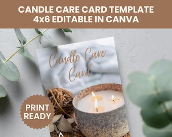 Bearbeitbare Kerzenpflegekartenvorlage | 4x6 Canvas Verpackungseinlage (Digitaler Download)