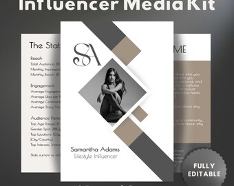 Influencer Media Kit Vorlage | 10-seitiges Canva Press Kit (Digitaler Download)