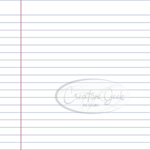 Notizbuch Papier PNG digitaler Download - Schulpapier PSD sofortiger Download - Liniertes Papier PDF druckbares Papier