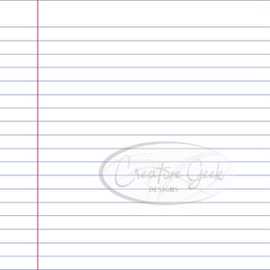 Notebook Paper PNG Digital Download - School Paper PSD Instant Download - Lined Paper PDF Printable Paper