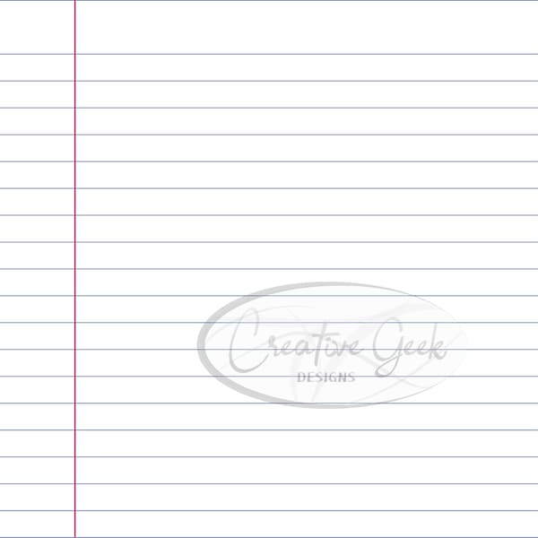 Notebook Paper PNG Digital Download - School Paper PSD Instant Download - Lined Paper PDF Printable Paper