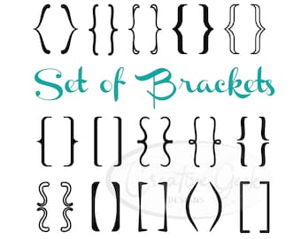 Brackets SVG Digital Download - Braces SVG Bundle Instant Download - Brackets Clipart - SVG Files for Cricut
