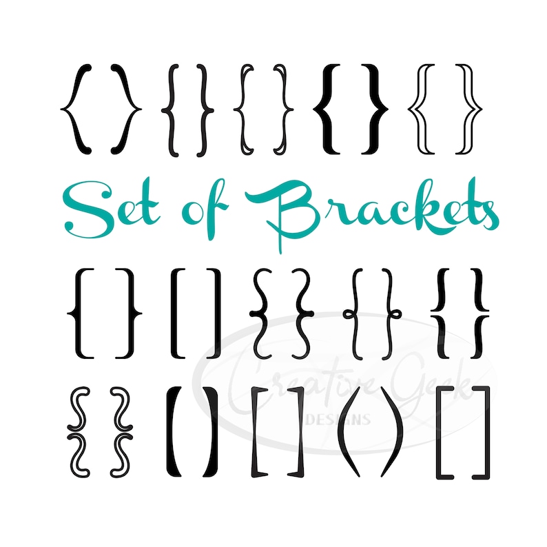 Brackets SVG Digital Download Braces SVG Bundle Instant Download