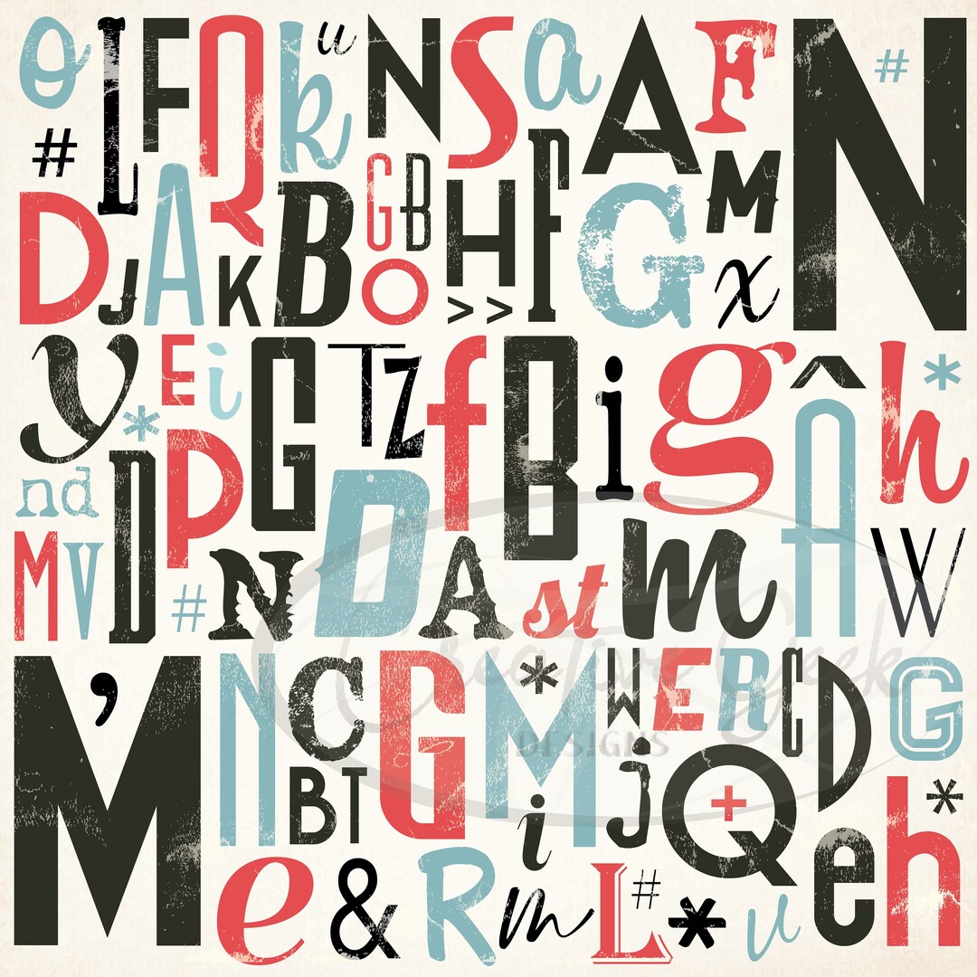 Vintage Alphabet Digital Paper PNG - Distressed Alphabet Paper Instant ...