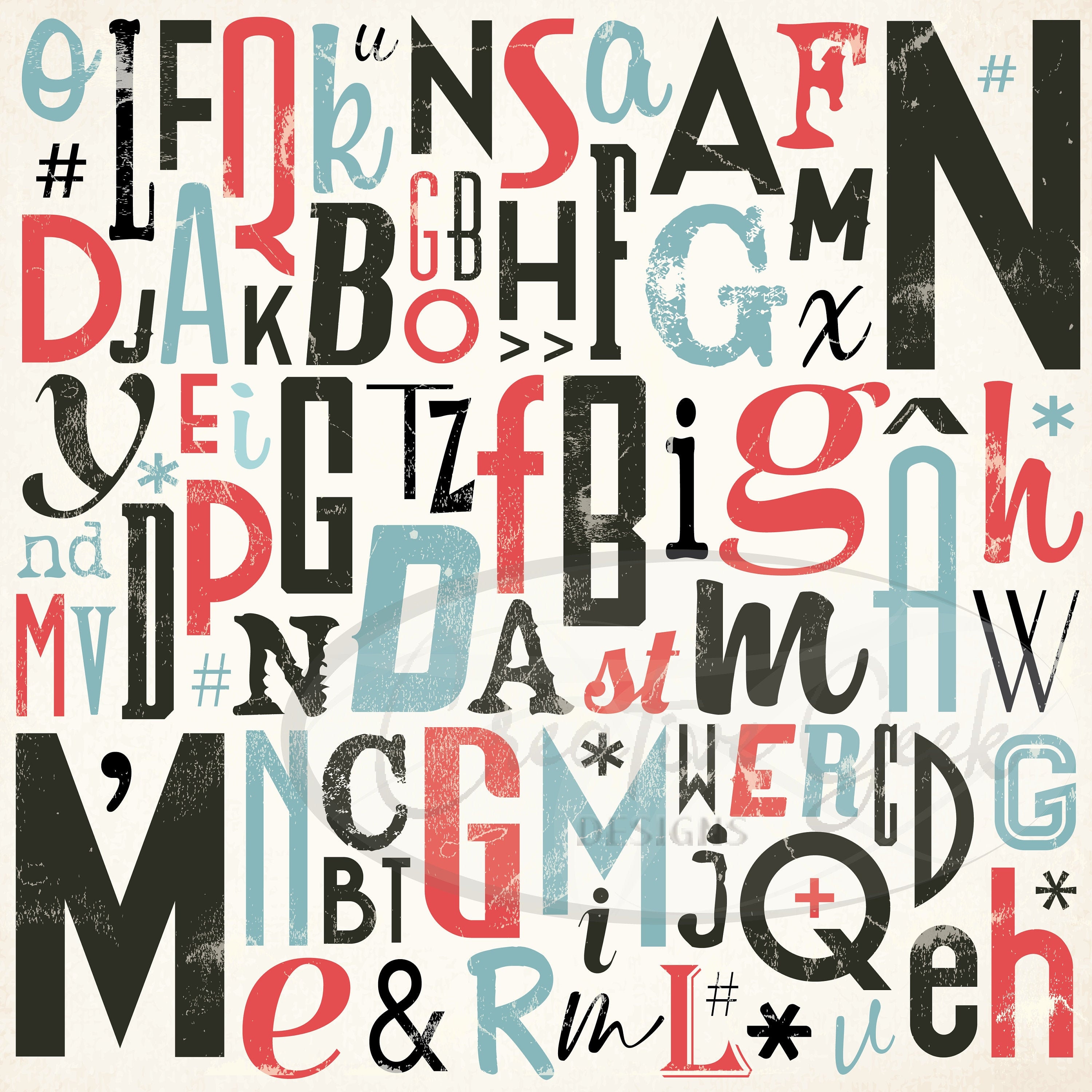 Vintage Alphabet Digital Paper PNG Distressed Alphabet Paper Instant ...