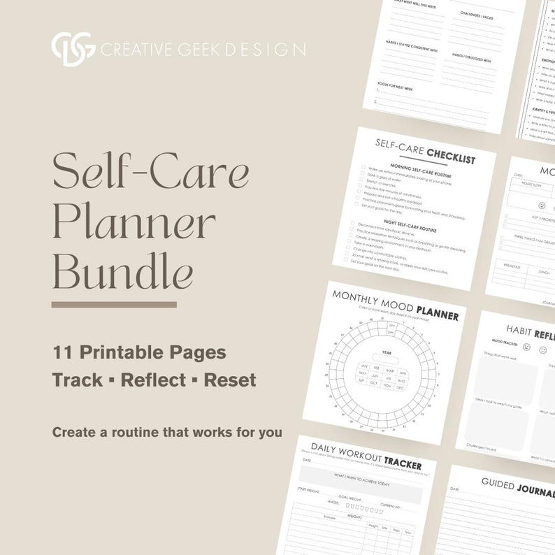 Self Care Planner Bundle | Mental Health & Habit Tracker Printable ...