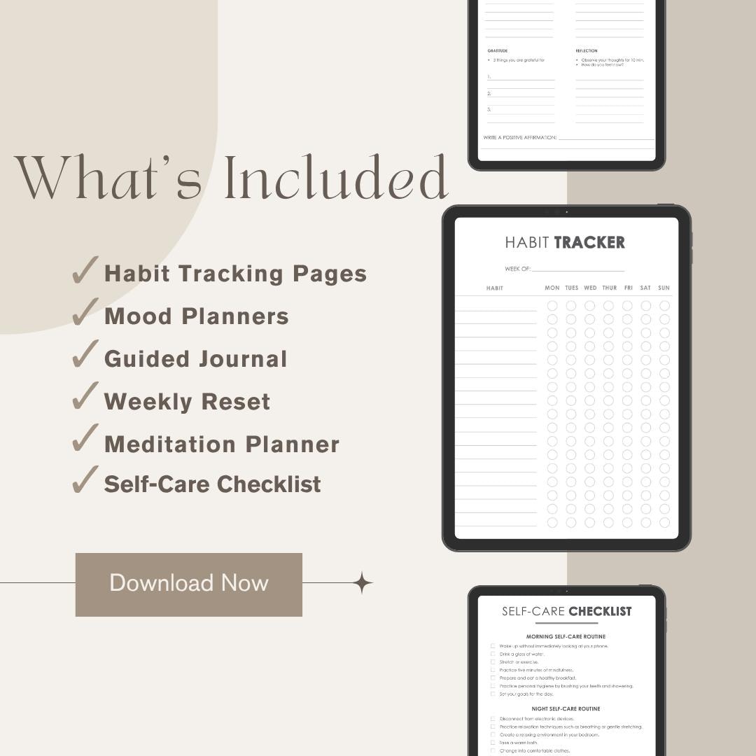 Self Care Planner Bundle | Mental Health & Habit Tracker Printable ...