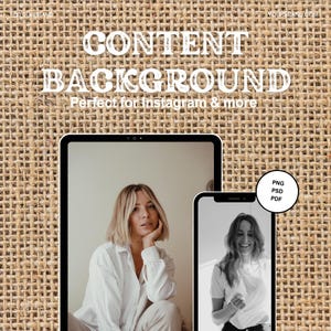 Natural Burlap Instagram Background, Canva Background, PSD Included, Minimal Business Branding Texture, Digital Download