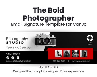 Photographer Email Signature Canva Template | Editable Photography Studio Branding Signature | Gmail Outlook PNG