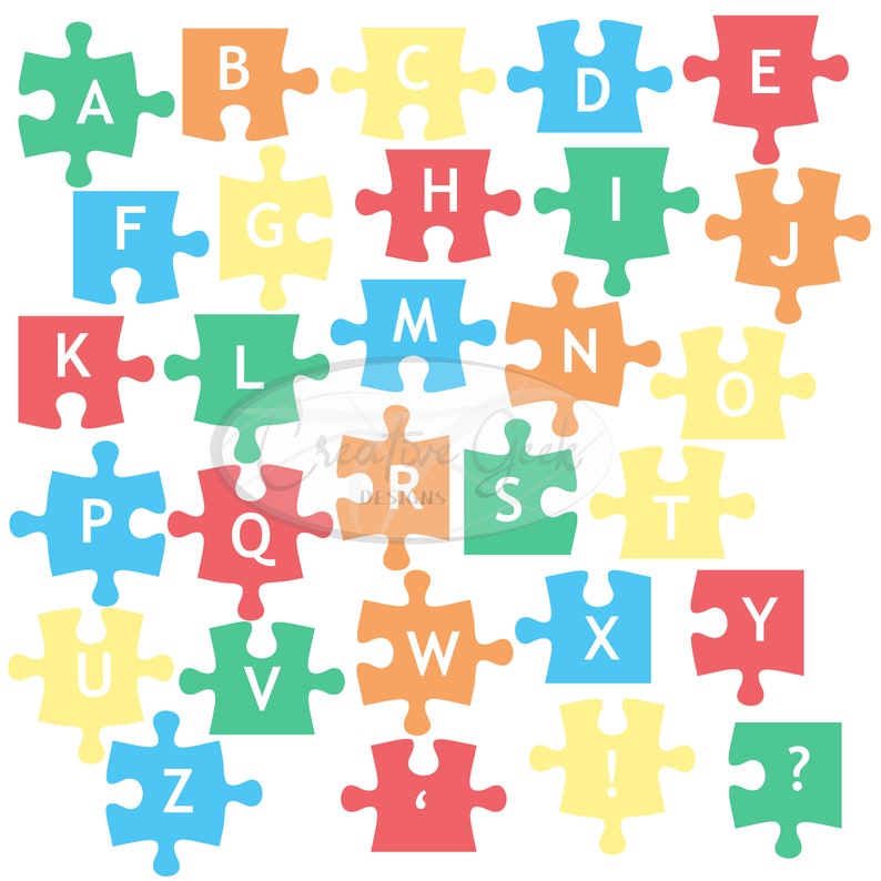 Jigsaw Puzzle Alphabet SVG fonts Instant Download Puzzle | Etsy