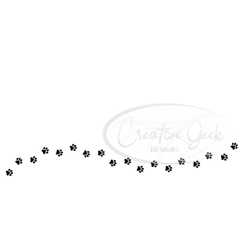 Paw Print SVG Digital Download Border SVG Instant Download Paw Print Clipart SVG Files for Cricut or Cameo image 1