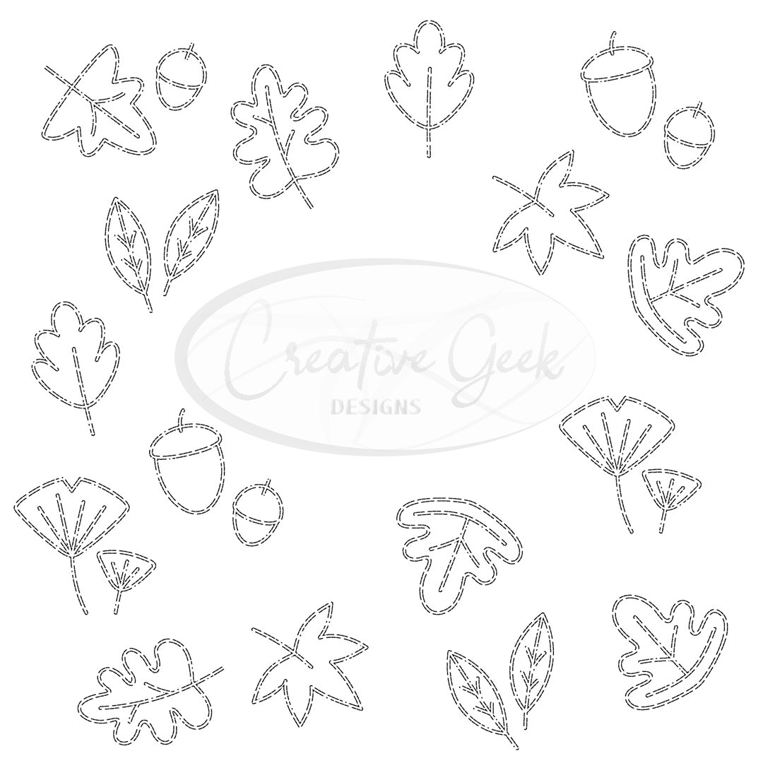 Fall Leaves SVG Stitch Design Digital Download - Autumn Leaves SVG ...