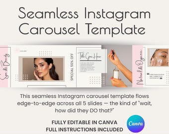 Instagram Seamless Carousel | Canva Template for  Beauty Spa Jewelry | Seamless Post Social Media Digital Download
