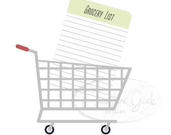 Grocery Cart SVG Digital Download - Grocery List SVG Instant Download - Grocery Clipart - SVG Files for Cricut