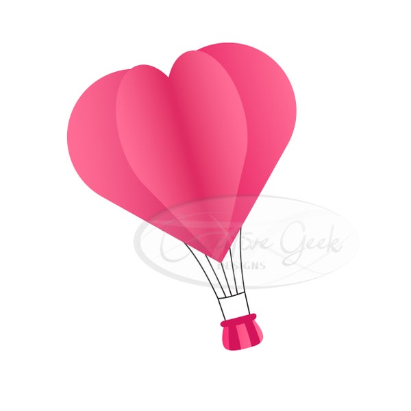 Hot Air Balloon SVG Digital Download - Valentines Day Heart SVG Instant Download - Love Clipart - SVG Files for Cricut or Cameo