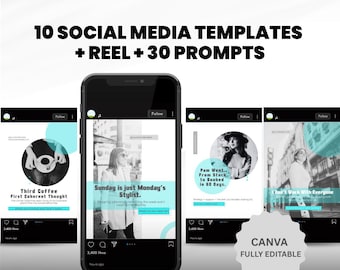 10 Social Media Instagram Vorlagen Bündel | Canva Bundle + Reel + Prompts (Digitaler Download)