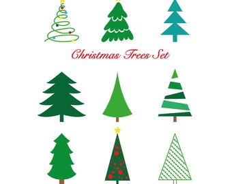 Christmas Tree SVG Digital Download - Set of Christmas SVG Instant Download - Christmas Tree Clipart - SVG Files for Cricut or Cameo