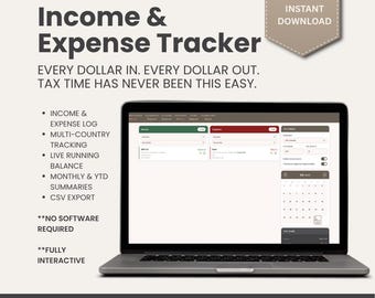 Income & Expense Tracker | Small Business Bookkeeping Tool | Tax Calculator |  Self Employed Accounting Tool | No Spreadsheet