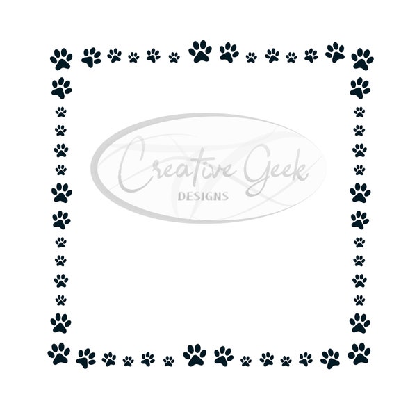 Paw Print Background SVG Digital Download - Paw Print Frame SVG Instant Download - Paw Print Clipart - SVG Files for Cricut or Cameo