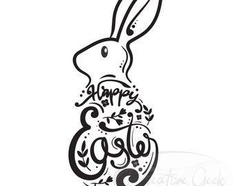 Easter Bunny SVG Digital Download - Easter Word Art SVG Instant Download - Easter Bunny Printable - SVG Files for Cricut or Cameo