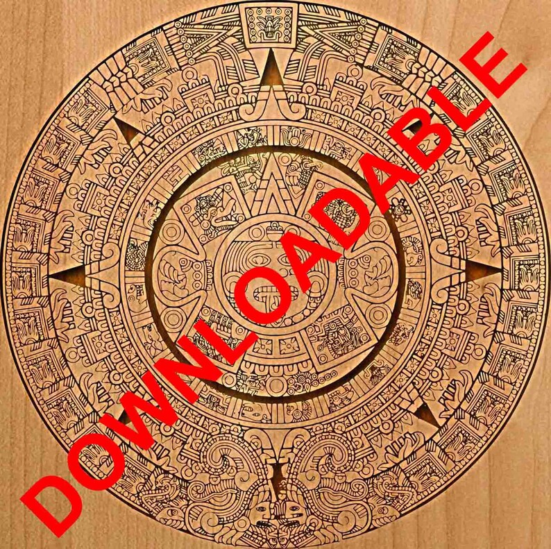 Aztec Calendar Calendar Azteca SVG DXF PNG Vector Etsy