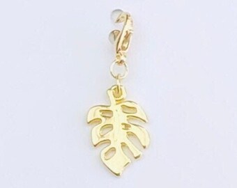 Dainty Little Gold Monstera Leaf Planner Charm, Leaf Charm, Monstera Clip