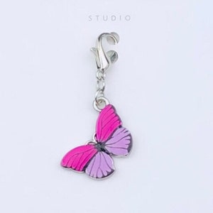 Dainty Pink Butterfly Planner Charm, Monarch, Butterfly Charm, Pink Lilac And Silver Agenda Decoration