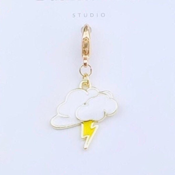 Lightning Bolt Cloud Planner Charm, White Cloud Charm, Lightning Charm