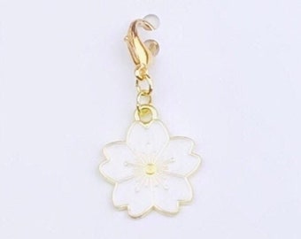 White Cherry Blossom Planner Charm, White Sakura Charm, White Flower Charm