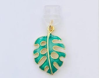 Monstera Leaf Dust Plug Charm, Green Plant Phone Tablet & E-Reader Accessory