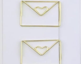 Gold Envelope Shaped Planner Paperclips, Happy Mail Shaped Paper Clips,