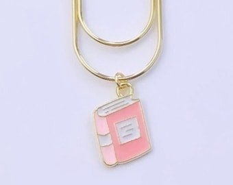 Book Charm Paper Clip Bookmark, Pink Planner Charm Paperclip