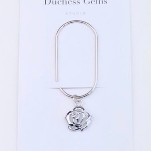 Rose Charm Mini Wide Paperclip,  Flower Charm Paper Clip, Bookmark