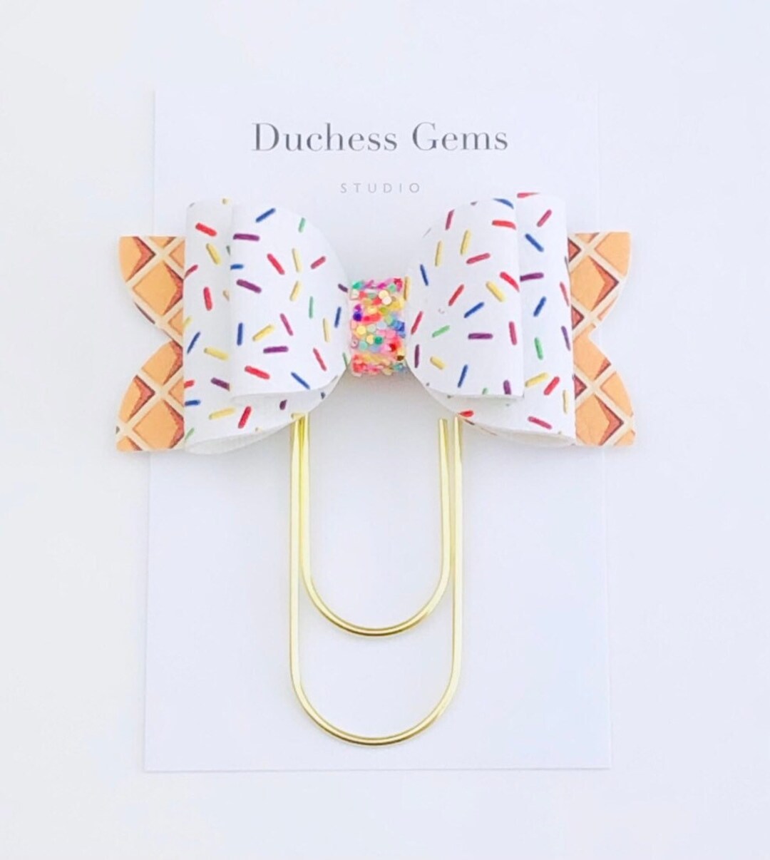 Ice Cream Cone Chloe Bow Paper Clip, Icecream Bow Paperclip Bookmark Etsy