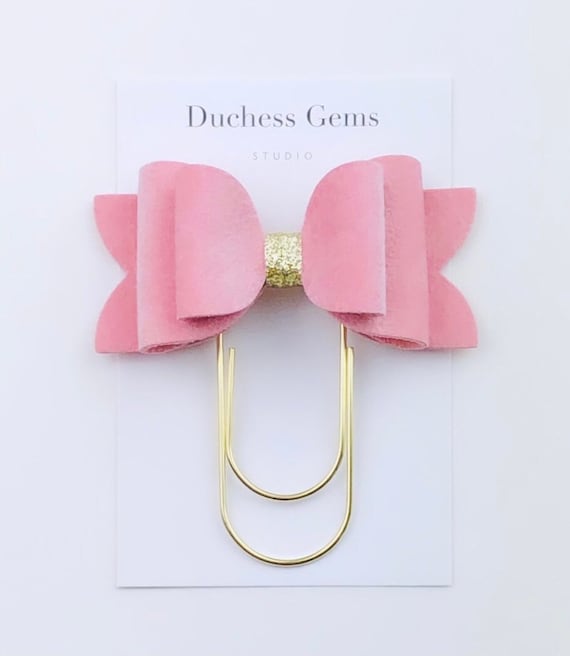 Gorgeous Pink Velvet Chloe Bow Paperclip, Velvet Bookmark
