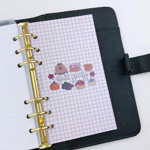 Fall Girly Planner Dashboard, A5, Personal, Personal Wide, Pocket, Autumn Gingham Agenda Dashboards