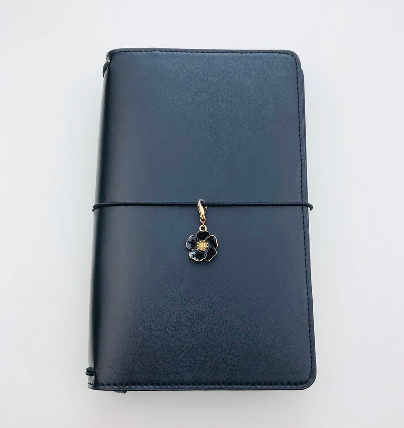 Black Planner Charm Peach Blossom Flower Charm Black Flower Planner Charm