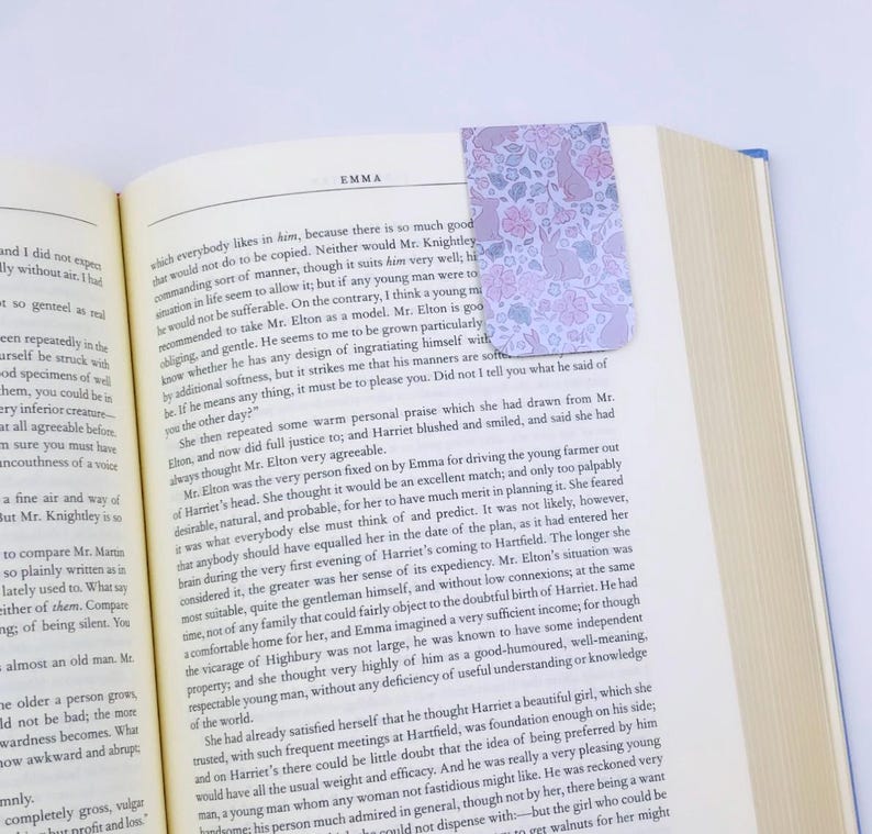 Backgrounds With Pattern Rabbit Floral Bunny Magnetic Bookmark, Spring Pagemarker - Etsy UK