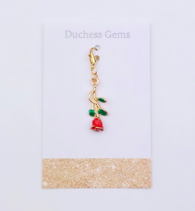 Planner Accessories Rose Flower Charm Elegant Red Rose Planner Charm