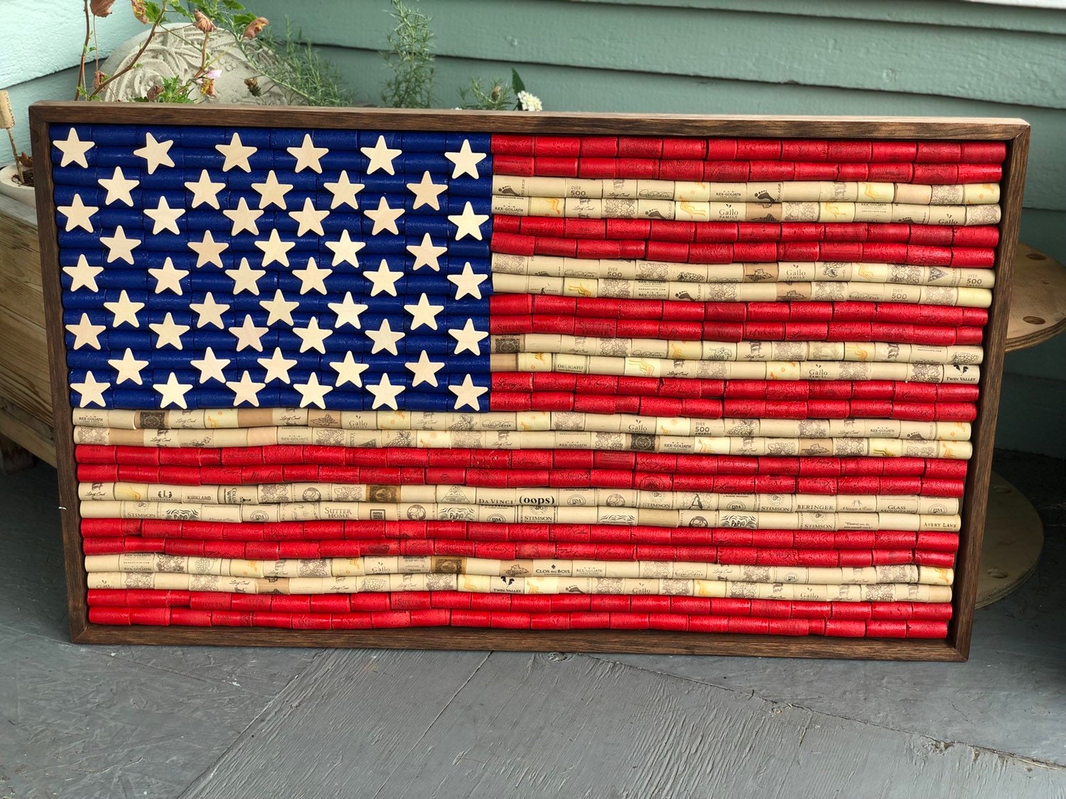 Wine Cork American Flag Wall Decor - Americana Art