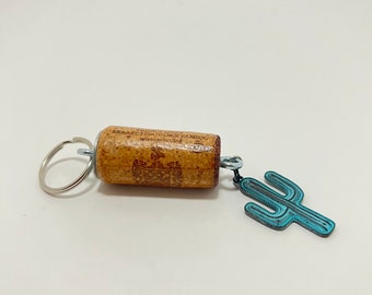 Wine Cork Keychain Cactus