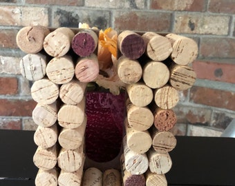 Wine Cork Letter U: Handmade Monogram Decor (7.5 X 5)