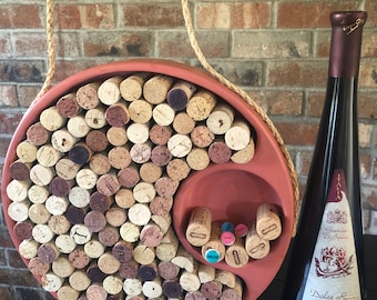 Wine Cork Memo Board: Upcycled Chip and Dip Tray, 12in Round