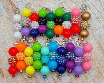 Colorful Bead Charms with Lobster Claw Clip for Badge Reels | Holiday and Rainbow Varieties | Custom Colors Available