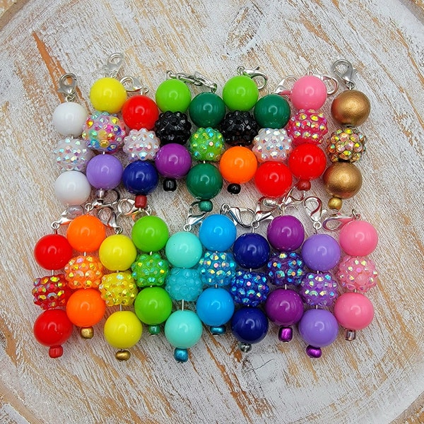 Colorful Bead Charms with Lobster Claw Clip for Badge Reels | Holiday and Rainbow Varieties | Custom Colors Available