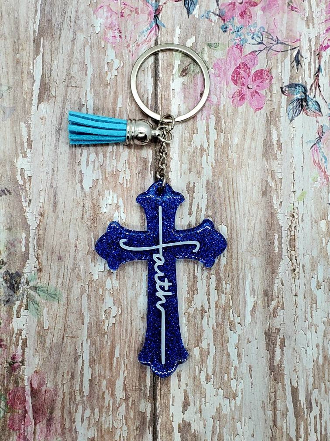 Handmade 3 Faith cross keychain with matching tassel Etsy