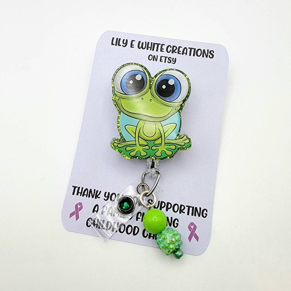 Frog Retractable Badge Reel - Extendable up to 34 Inches Interchangeable