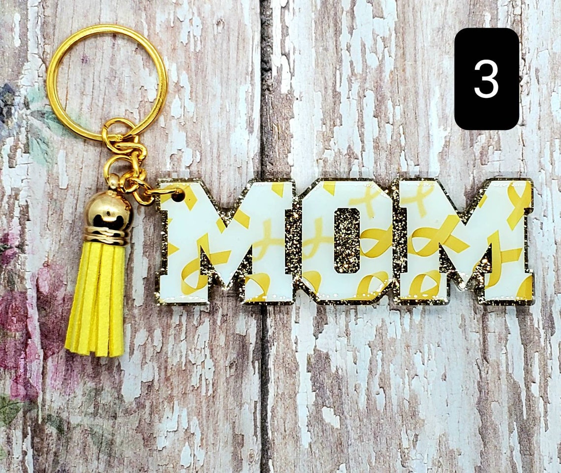 Handmade Mom keychain with matching tassel rainbow awareness Etsy
