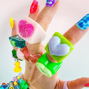 Colorful Chunky Ring Handmade Funky Crafty Ring Colorful Trendy