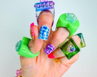 Colorful Heart Chunky Ring | Handmade Funky Crafty Ring | Colorful ...